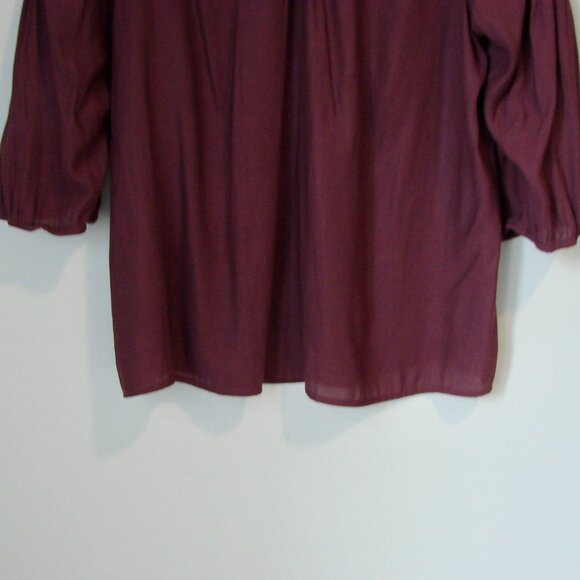 Torrid Boho Embroidered Blouse Long Sleeve Sheer Wine Burgundy Size 0 12 Large - Picture 13 of 13